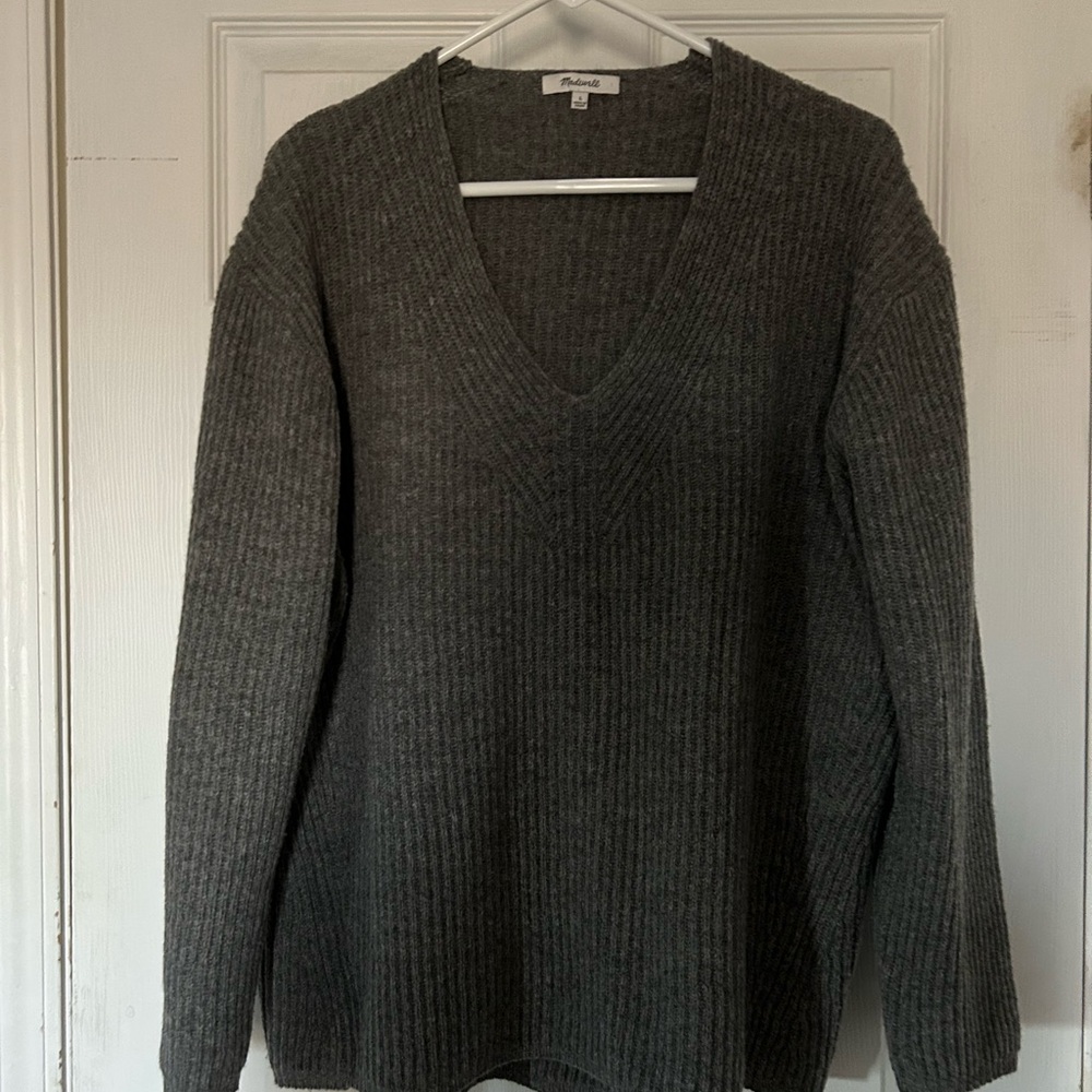 Madewell Dark Gray V-Neck Sweater